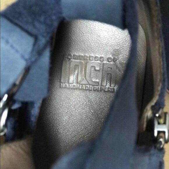 Responsibly Handcrafted Fortress of Inca Leather Booties, Navy, Boho, Festival 7 - Picture 10 of 10